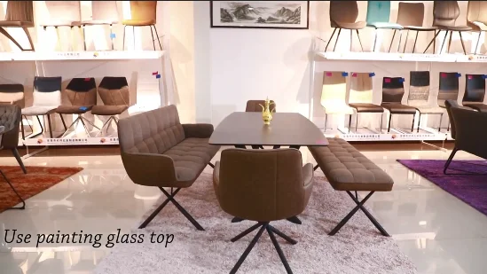 
2020 new style modern painting glass top meeting table dining table 