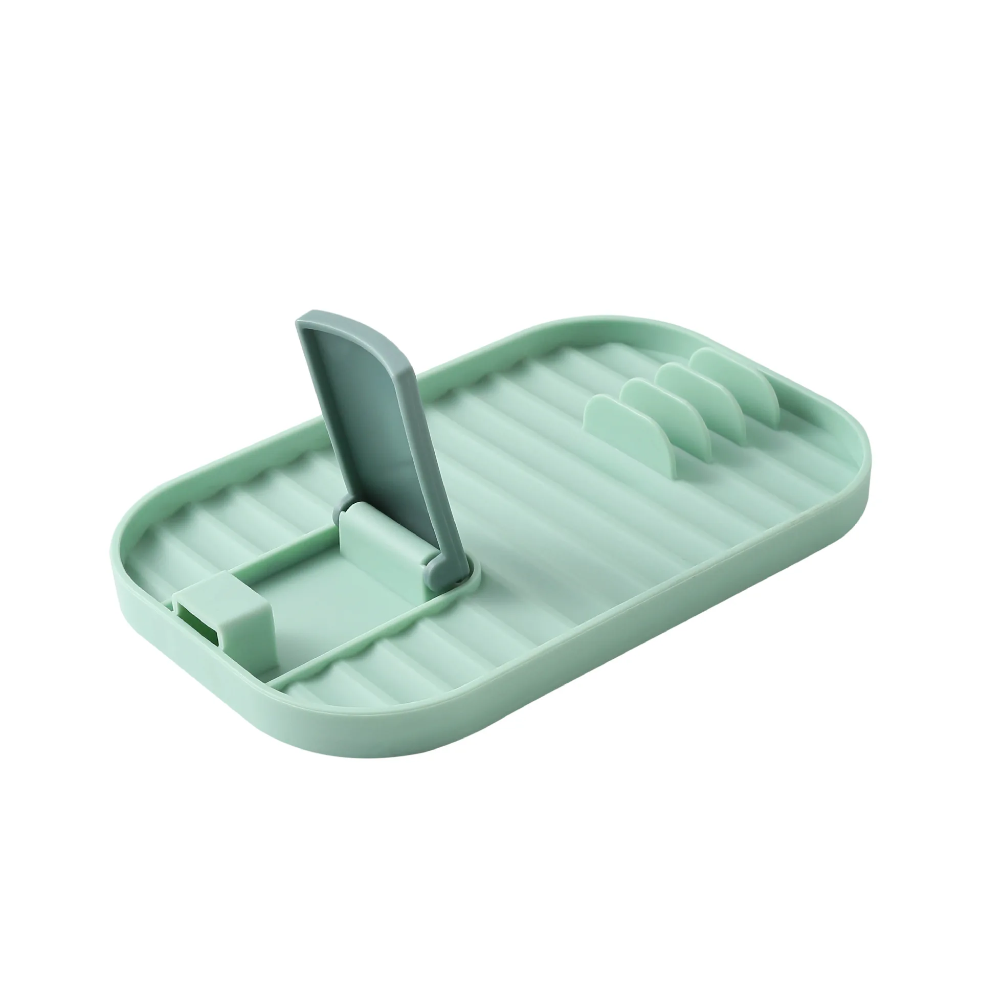 

T237 Multifunction Foldable Spoon Rest Holder Utensil Organizer Spatula Holder Racks Pot Lid Storage Pad Kitchen Storage Shelf, Blue,green,white,pink