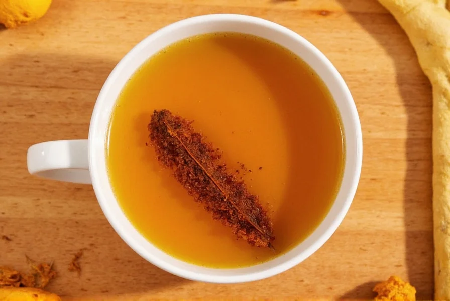 Step-by-step preparation of turmeric tea with ingredients