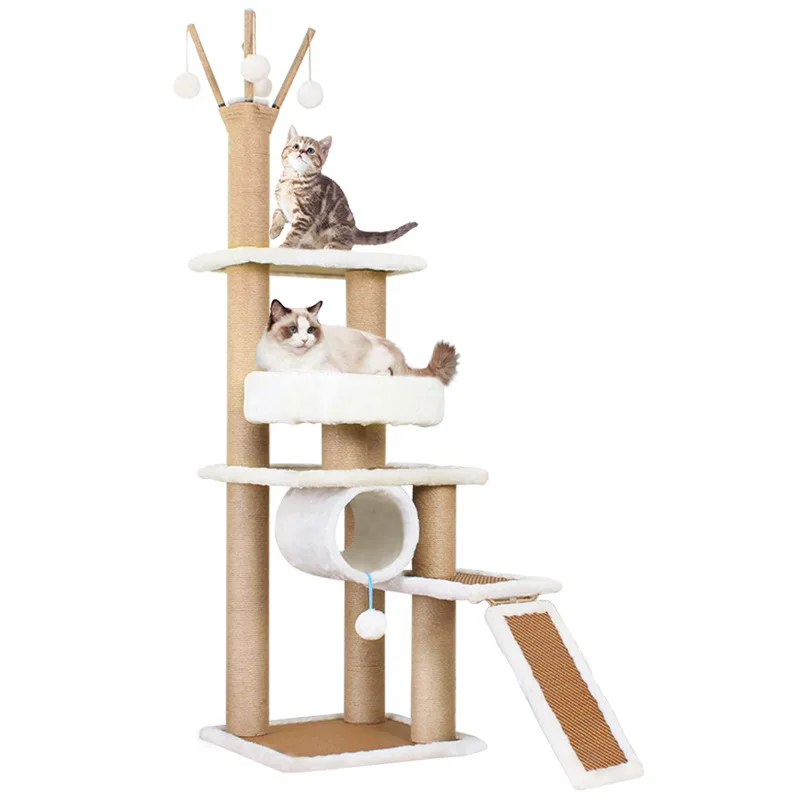 

Wholesale Modern Cat Cave House Medium Cat Tree Playing Cat Tower with Sisal Scratching Post, Customized color