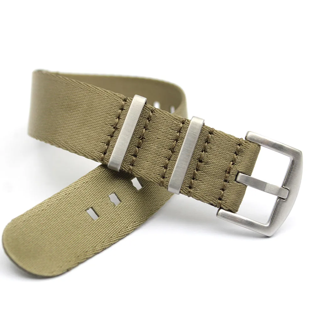 

Heavy Duty Hardware 1.2MM Nylon Khaki Seatbelt Nato Strap For Military Watch WristBands