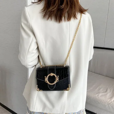 

Wholesale Multi-purpose Womens Stylish Chain Bag Pu Leather Girls Fashion Small Purses With Buckle, Black white purple yellow green
