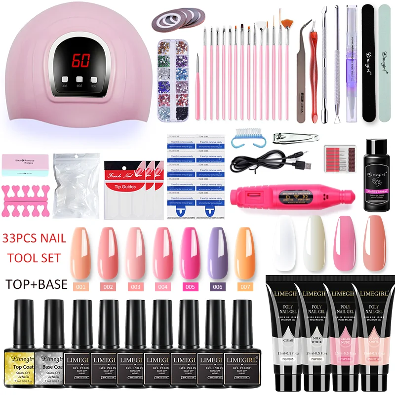 

Poly Nail Gel Kit Manicure Set With Fingernail Extension LED Acrylic UV Lamp Nail Set UV Poly Manicure Set Extend UV