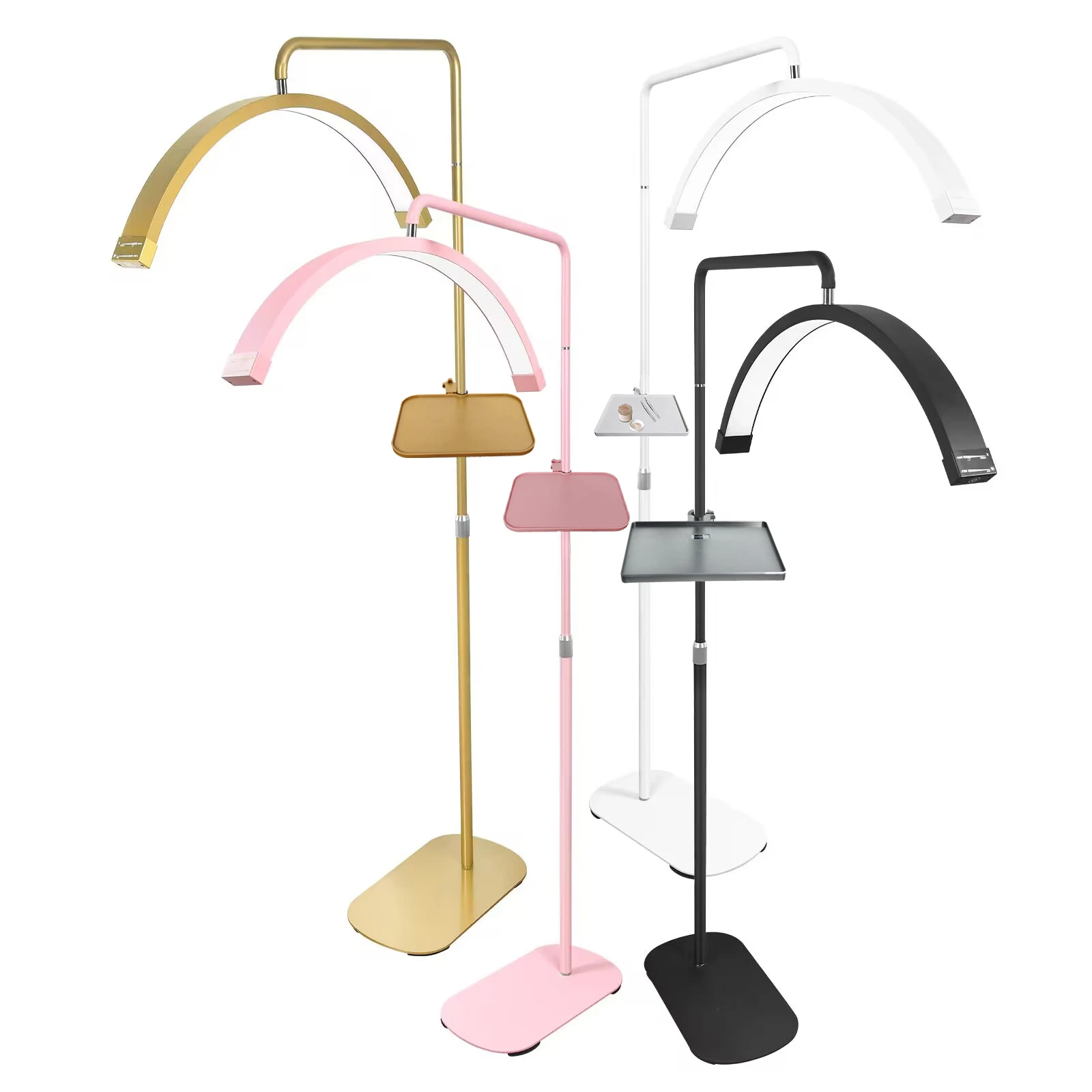 FOSOTO Flexible Cosmetics Pink Lashes Lamp Lash Light for Beauty Bed Half Moon Lamp for Eyelash Salon Makeup Tattoo Floor Lamps