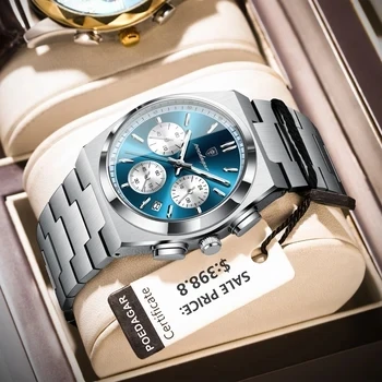 POEDAGAR Watch Men 970 Fashion Waterproof Chronograph Wristwatch Mens Custom Stainless Steel Luminous Sport Man Watches Reloj