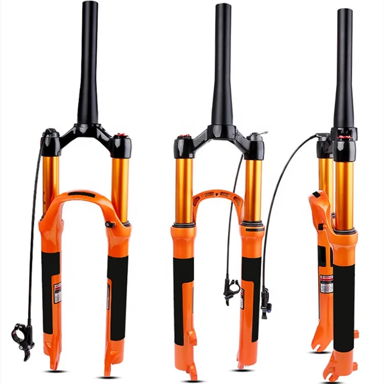 

26" 27.5" 29" Magnesium Alloy Tapered Mountain Bike Fork Remote Control Bicycle Fork Lockout 29er, Orange