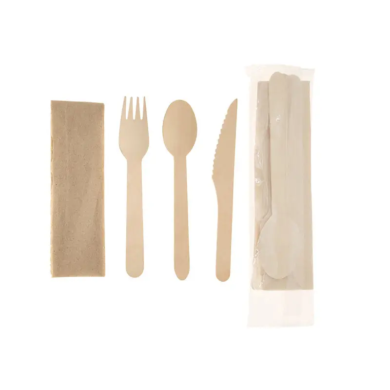 

Wholesale Biodegradable Disposable Catering Cutlery Compostable Wooden Cutlery Fork Knife Spoon, Customized color