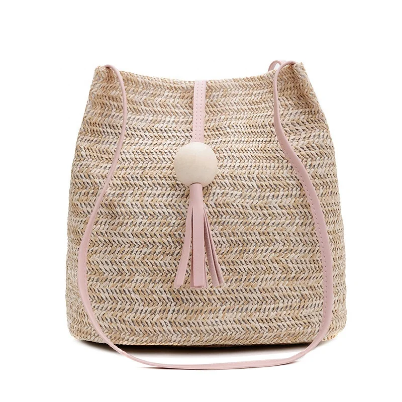 

Multifunctional Customized Straw Basket Bag Made In China, Pink,rose,brown