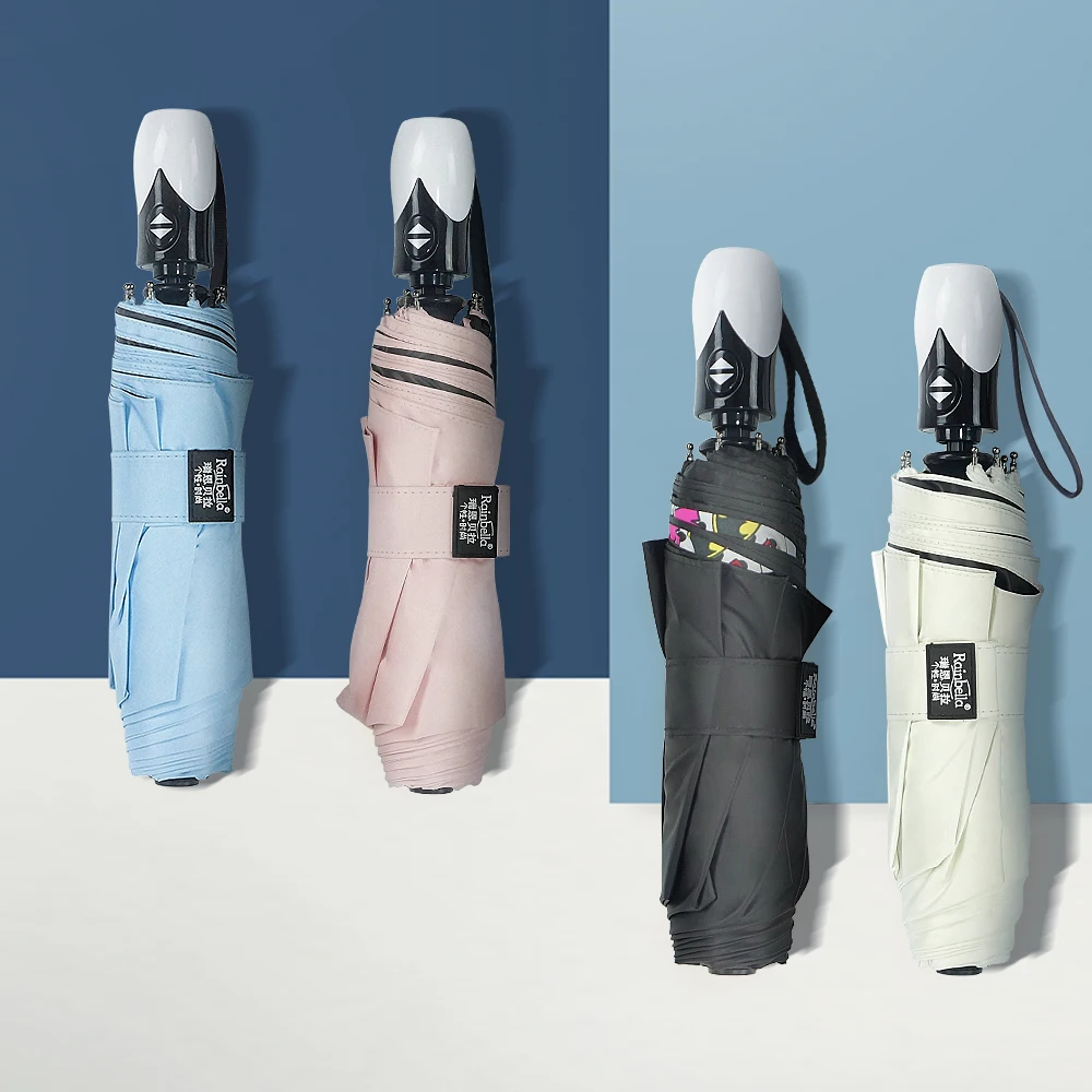 

2020 new travel sunshade automatic uv protective umbrella rain, Pink,black,blue,beige
