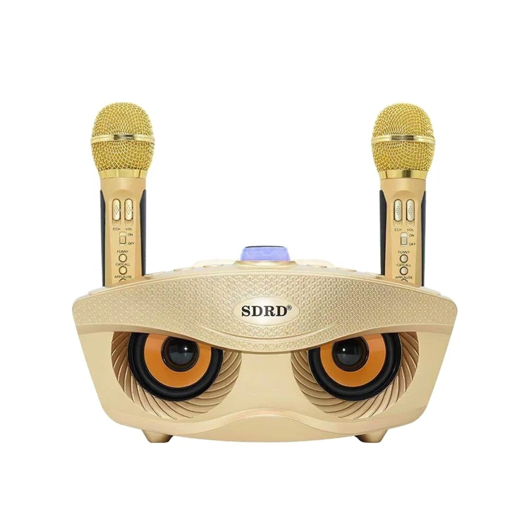 

Best price custom Owl Speaker 20W Bass Sound Family SD306 KTV 2-in-1 Portable Karaoke Wireless Speaker With Dual Microphone, Black gold pink