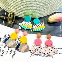 

wholesale 2019 newest drsign artificial polymer clay earrings fashion colorful geometric acrylic drop earrings