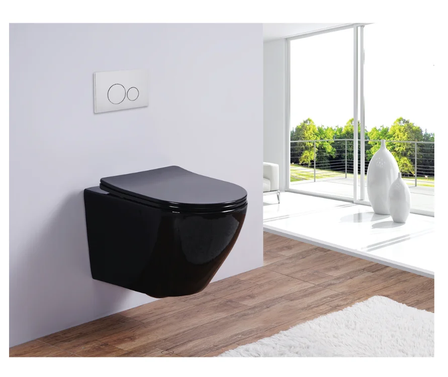 Matte grey color rimless back to wall modern design gravity sanitary ware bathroom ceramic wall mounted wc wall hang toilet manufacture