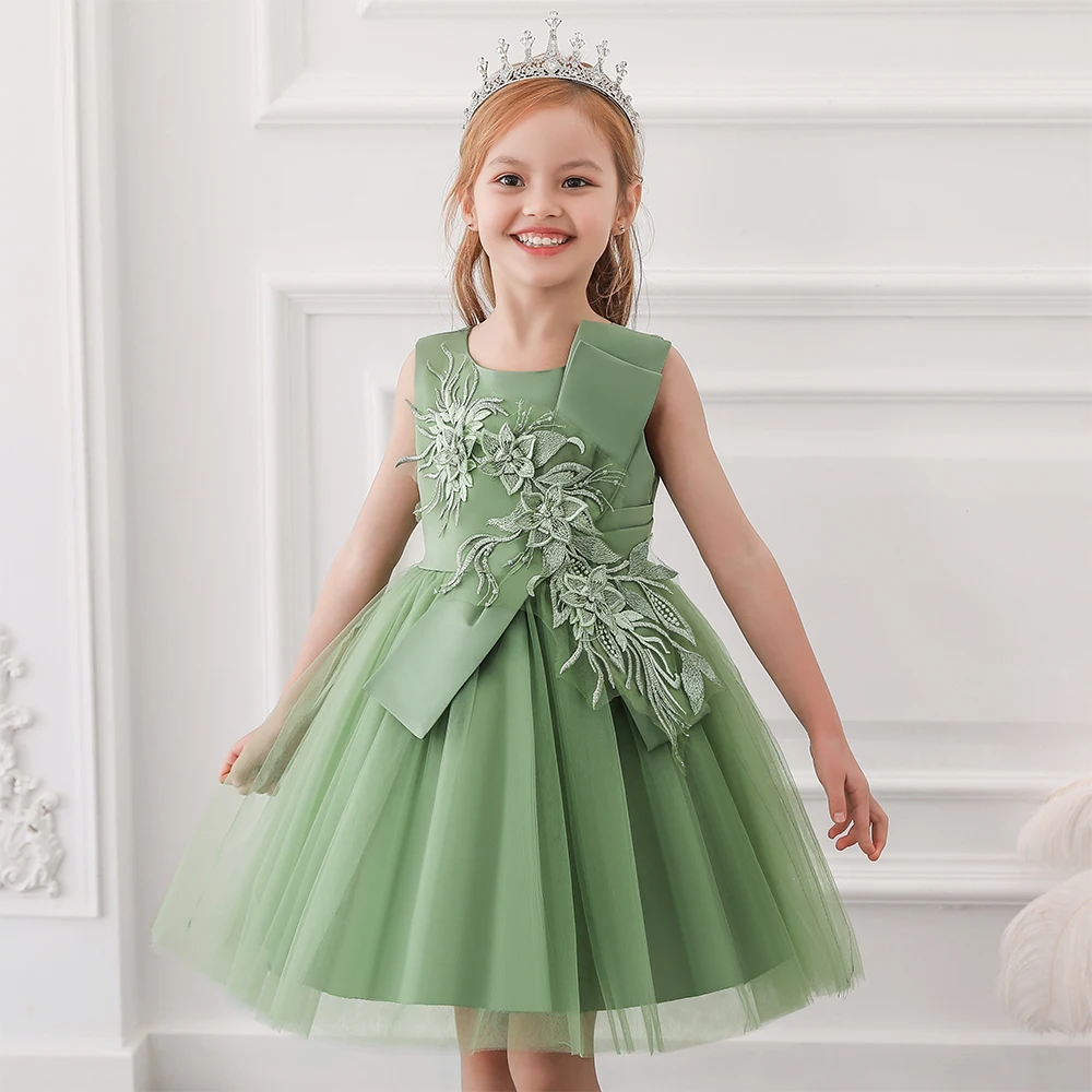 

MQATZ 2023 summer dresses for kids girl princess dress flower girl wedding Appliqued party Christmas clothes