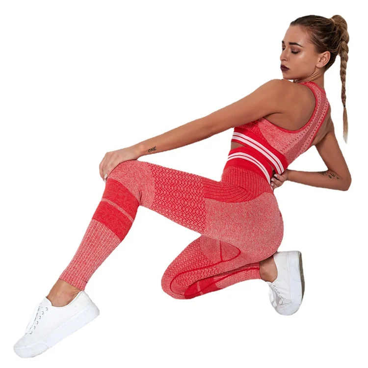 

LvCong Wholesale sleeveless crop top seamless sport yoga bra gym wear yoga pants leggings women 2 piece yoga pant and bra set