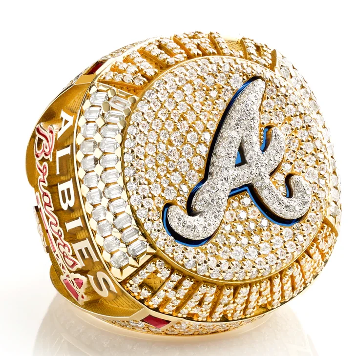 

New Official replica design baseball ring 2021 Atlanta Braves MLB championship ring, Silver