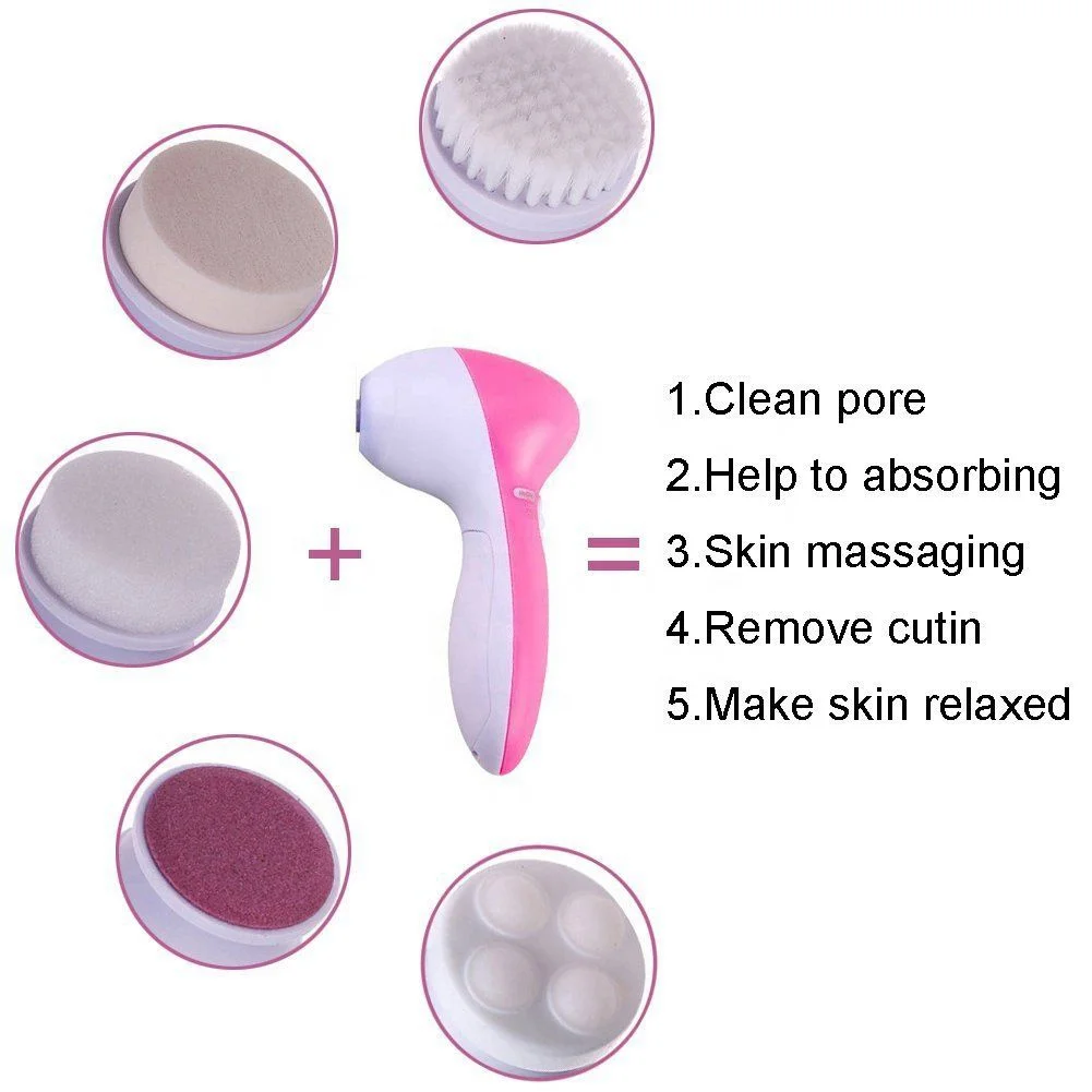 

5-1 hot electric face brush sonic exfoliating spin brush silicone facial cleansing Facial Cleaning Brush amazon