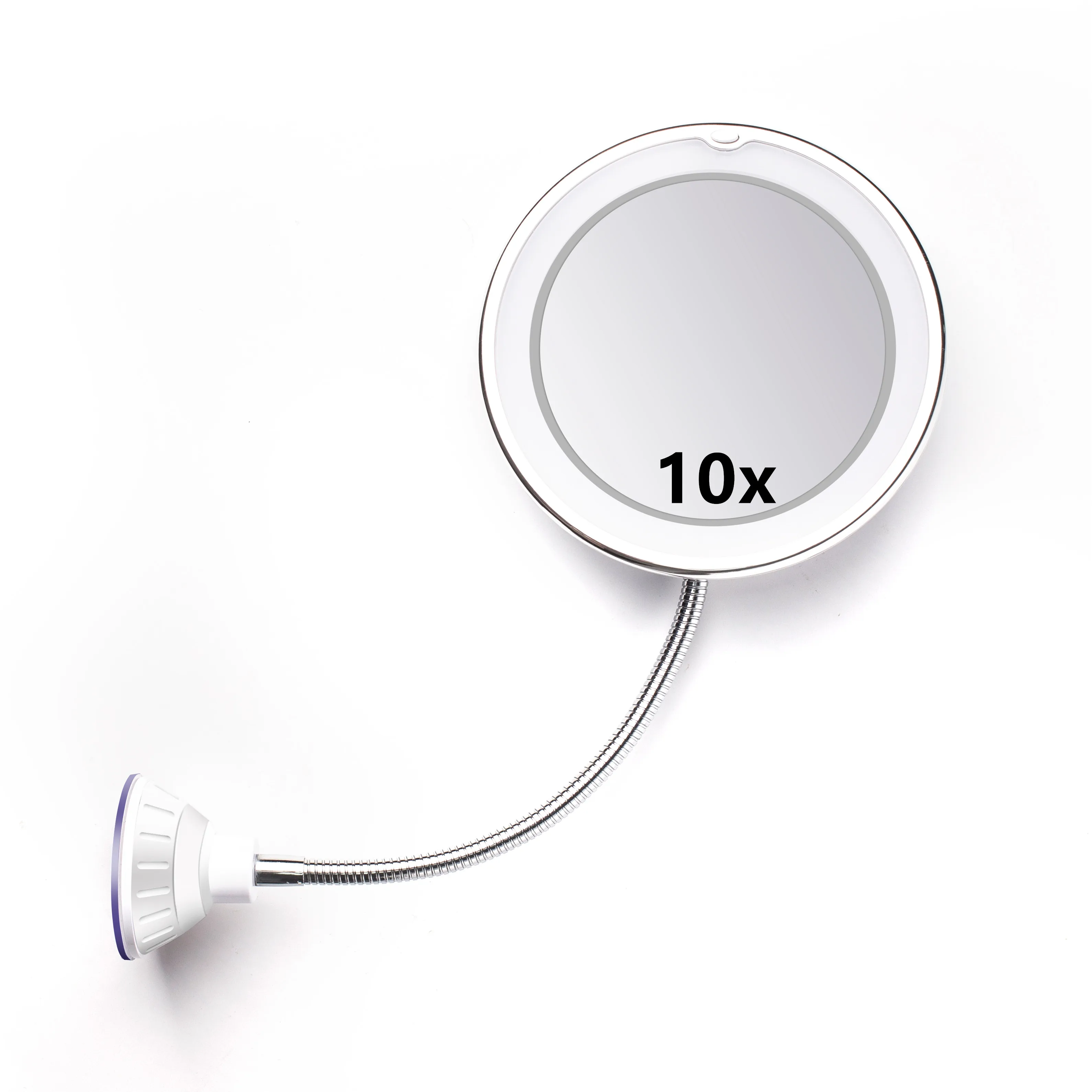 

10X Magnifying Makeup Mirror Adjustable Flexible Led Light Bathroom Vanity Mirror With Suction Cup 360 Degree Rotate, White
