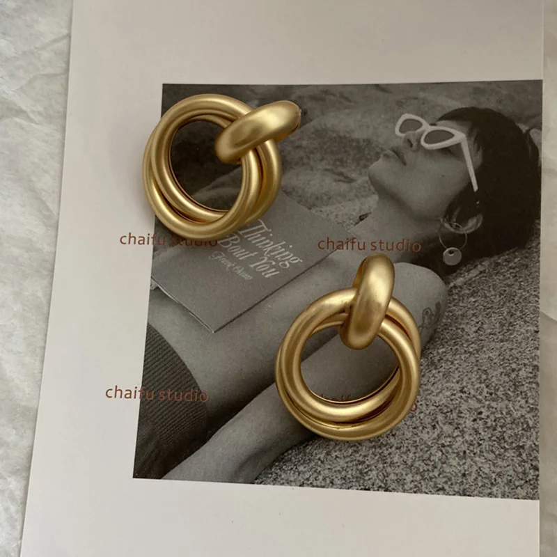 

fashion jewelry trendy gold plated metallic earrings