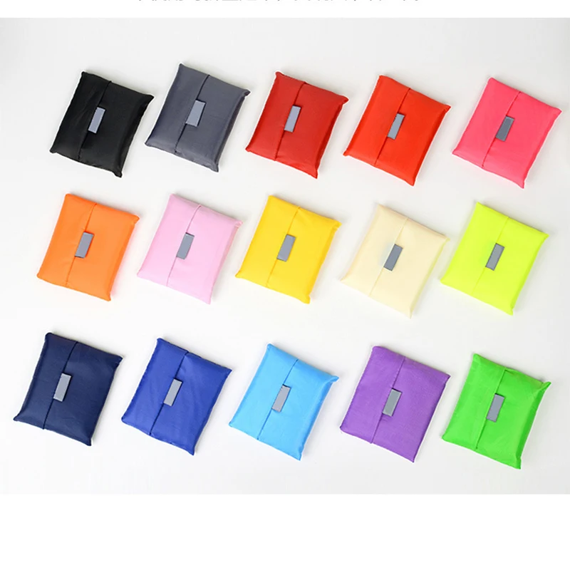 

High quality 210T roll up bags polyester foldable shopping bag with pouch