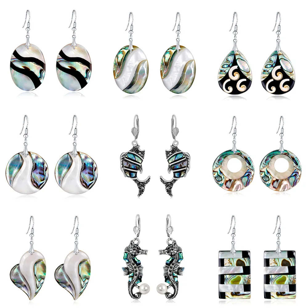 

Fashion Delicate Natural Teardrop Abalone Shell Women Dangle Hook Earrings Jewelry Gifts Creative Abalone Shell Drop Earring, As pic
