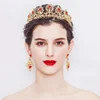 Baroque Wedding Crystal Trendy Crystal Crown Hair Accessories Crown Earring Set For Women