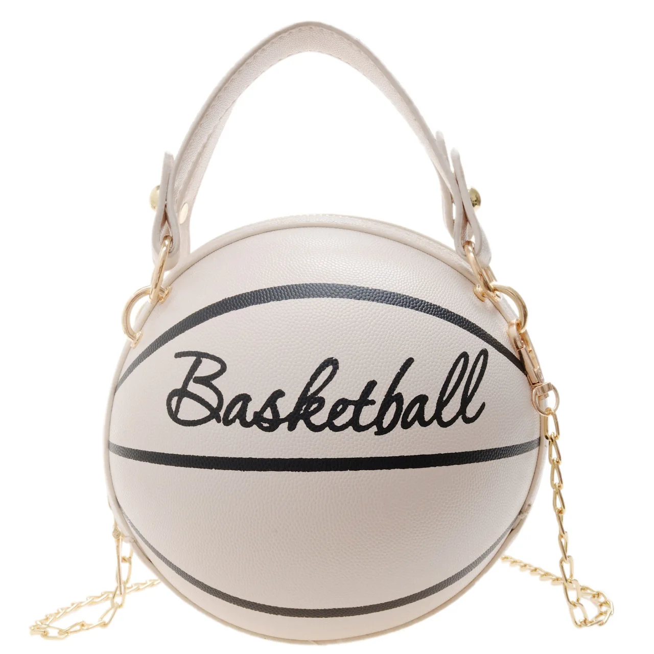 

Adjustable chain Purse Tote mini Round Shoulder Messenger Cross Body PU Bag Basketball Shaped Handbag for Women Girls