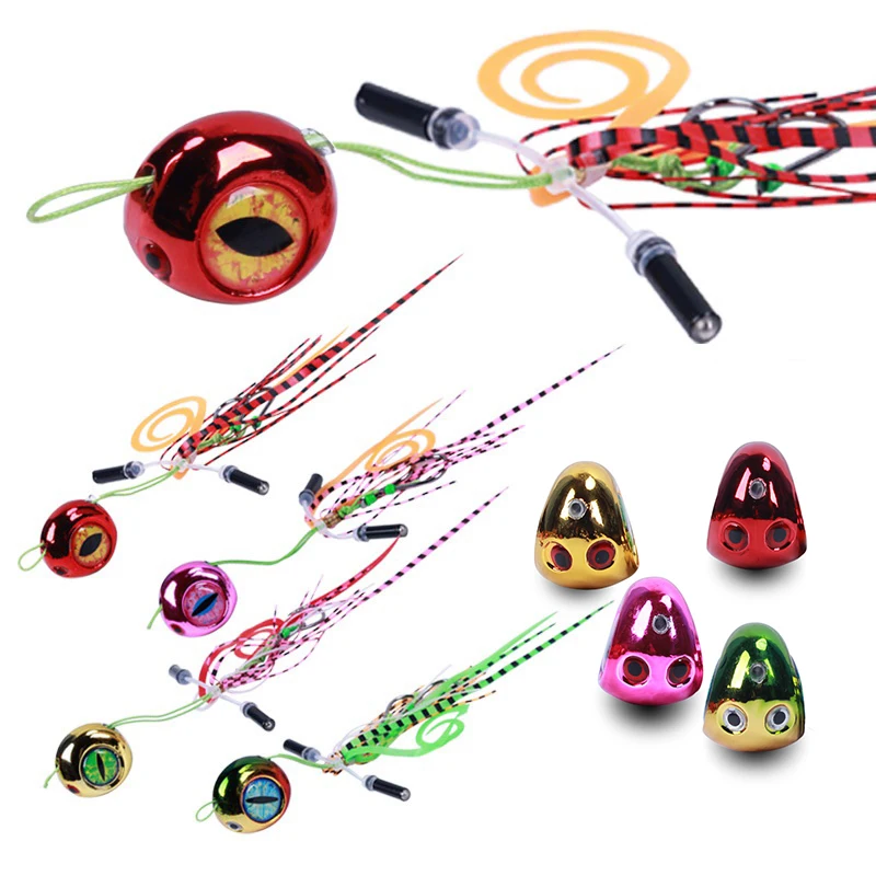 

Electroplate 40g-200g Silicone Rubber Skirt Trailer Octopus Kabura metal Jigs Snapper madai jigging fishing lure