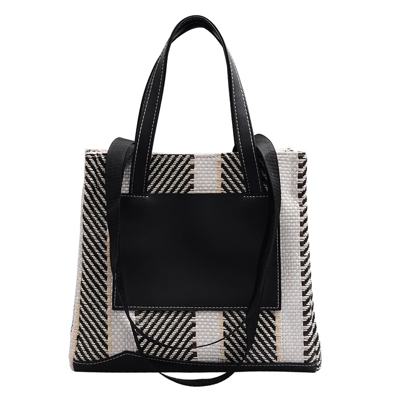 

BG-0318 New Arrival Wholesales High Quality All match Cotton Line Handbag Retro Large-capacity Simple Portable Tote Canvas Bag, 2 colors
