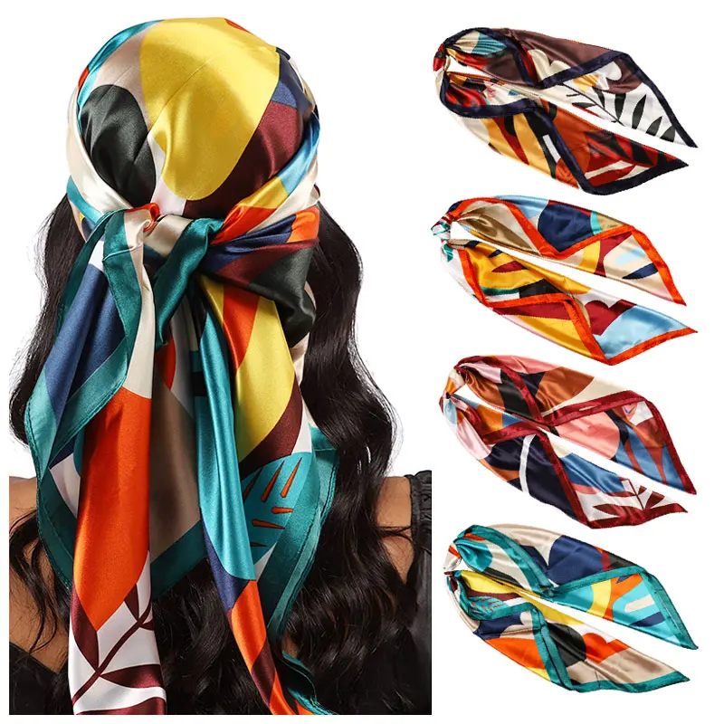 Digital Women Big Silk Scarves Custom Silk Printing Square Scarves Satin Scarfs for Women Plain Dyed Summer as 5-7 Days