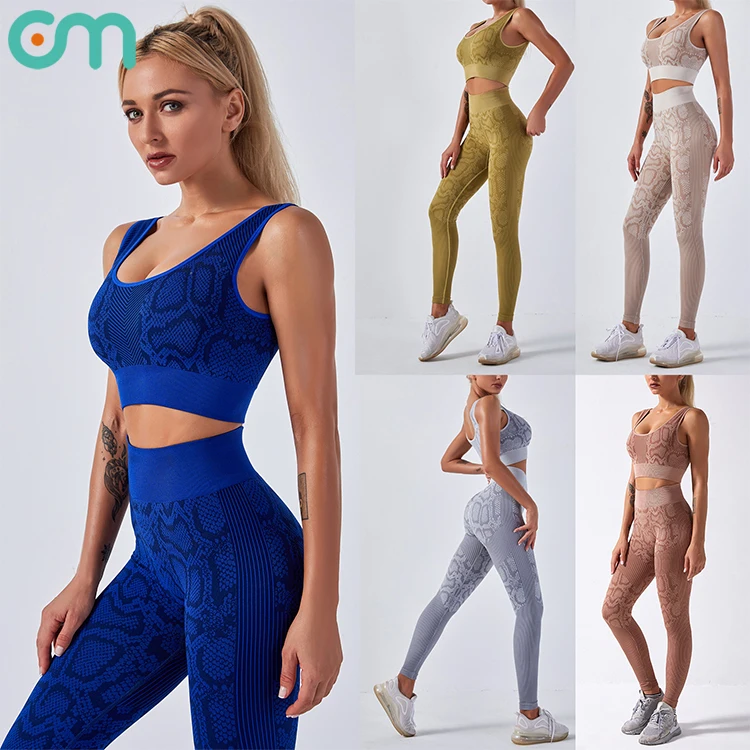 

Women 2 piece legging snake print workout set active gym wear fitness yoga sport suits for women, Multi colors