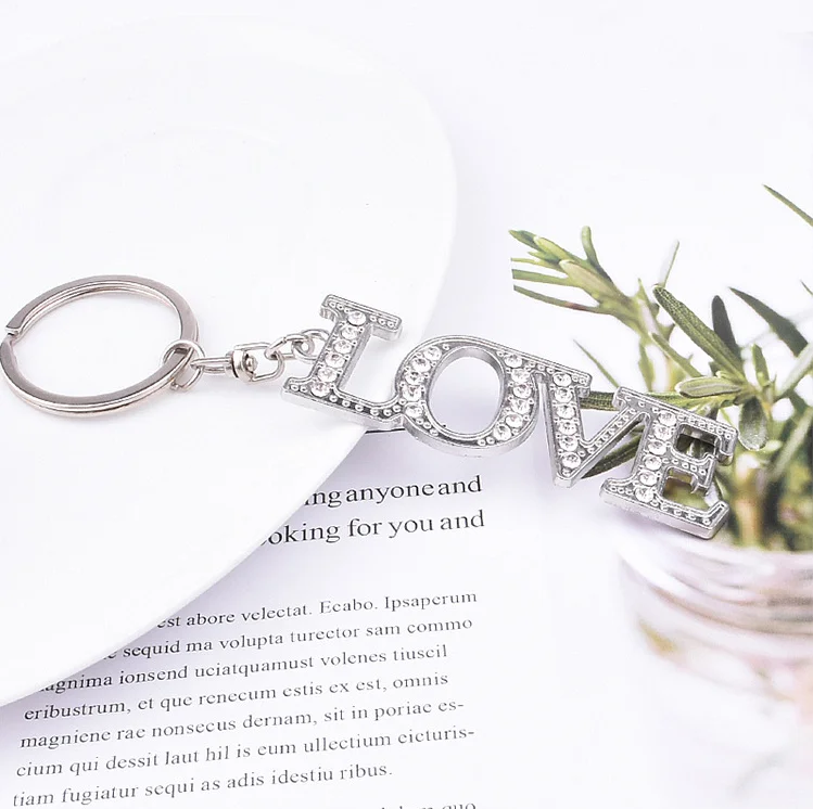 

hot selling Love diamond inlaid key ring cross-border hot key accessories small gifts New arrival drop shipping TP-22071