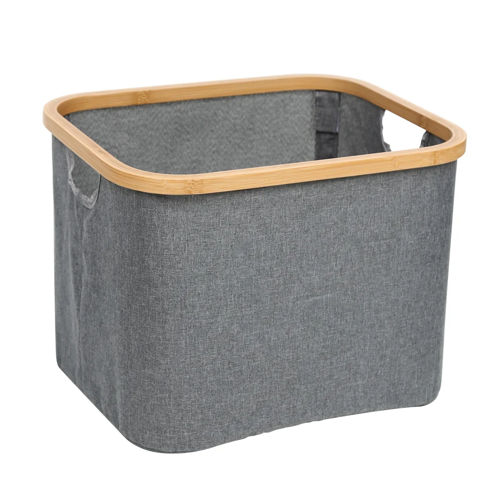 

Bamboo Rim Basket Storage Fordable For Cloth Laundry Collection