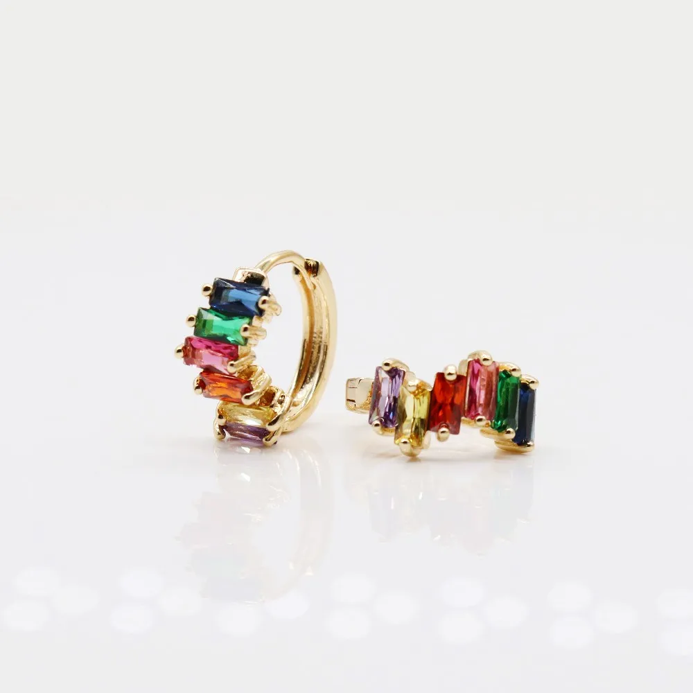 

2020 fashion designed Rainbow hoop earrings with colorful zircon stone for women