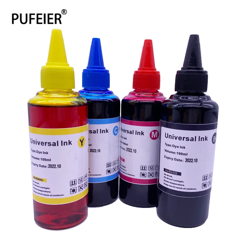 

4 Color Bulk Universal Dye Ink For Epson Canon HP Brother Lexmark Dell Kodak Samsung 100ML Inkjet Printer Dye Based Ink