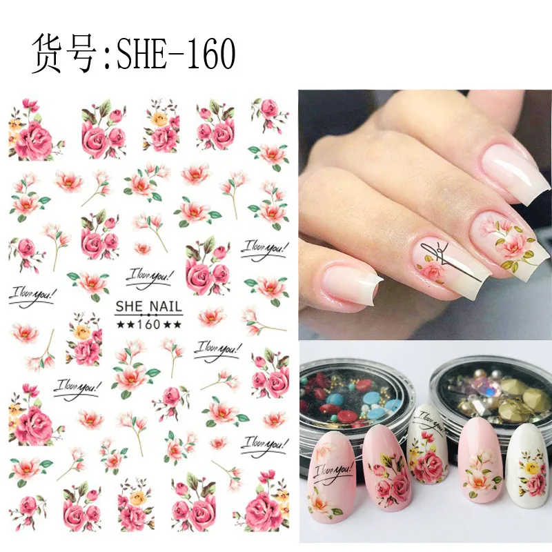 

SHE153-160 Neiss New 3D Nail Art Design Sticker Avocado Cactus Summer Leaf Decal Beauty Nail Sticker