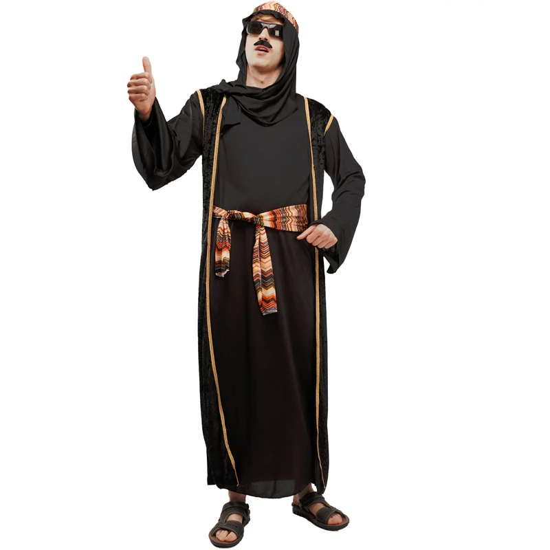 

Classic Arabic Long Robe with Headdress Carnival Party Cosplay Arabian Prince Costume for Men