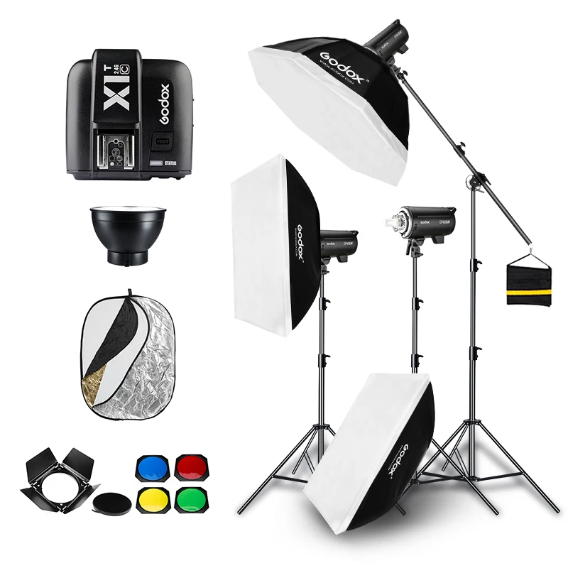

1800W Godox DP600III 3x 600Ws Photo Studio Flash Lighting,Softbox, Studio Boom Arm Top Light Stand, Other