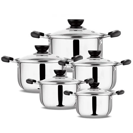 

Gift set 5pcs stainless steel Kitchen Cookware Casserole pot with handle and transparent lid