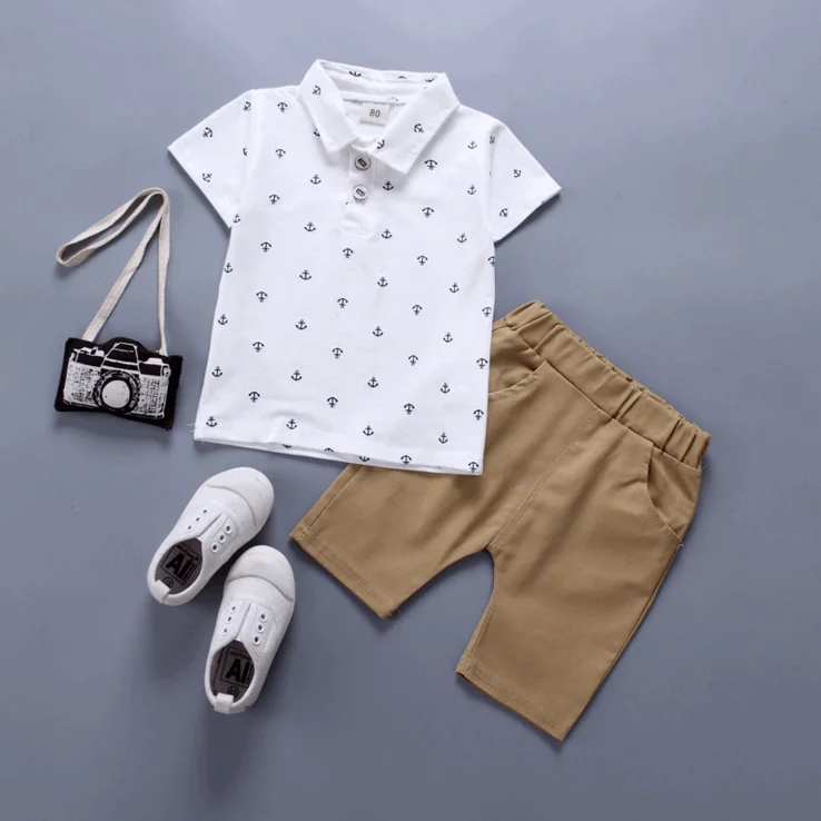 

Summer Fashion Casual clothing set Newborn Baby Boys Toddler Clothes Striped Short Sleeve Tops Shorts 2Pcs/sets Cotton Kids Outf
