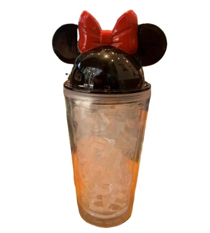 

RTS 16oz Wholesale BPA Free Hotsale Dome Lid Double Wall Plastic Acrylic Mickey Minnie Mouse Tumbler Cup with Straw In Bulk