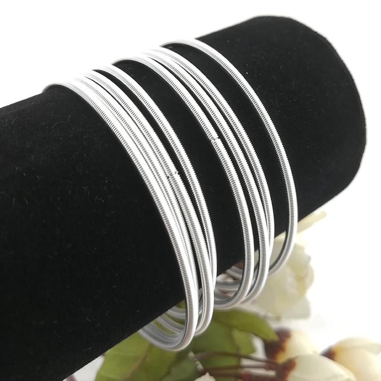 SS 316 stainless steel silver plated spring bangle bracelet jewelry for women
