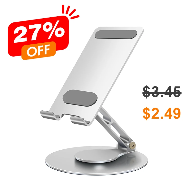 

Universal Desktop Cell Phone Tablet Stand Accessories 360 Rotating Aluminum Mobile Phone Holder for ipad All Mobile Phone