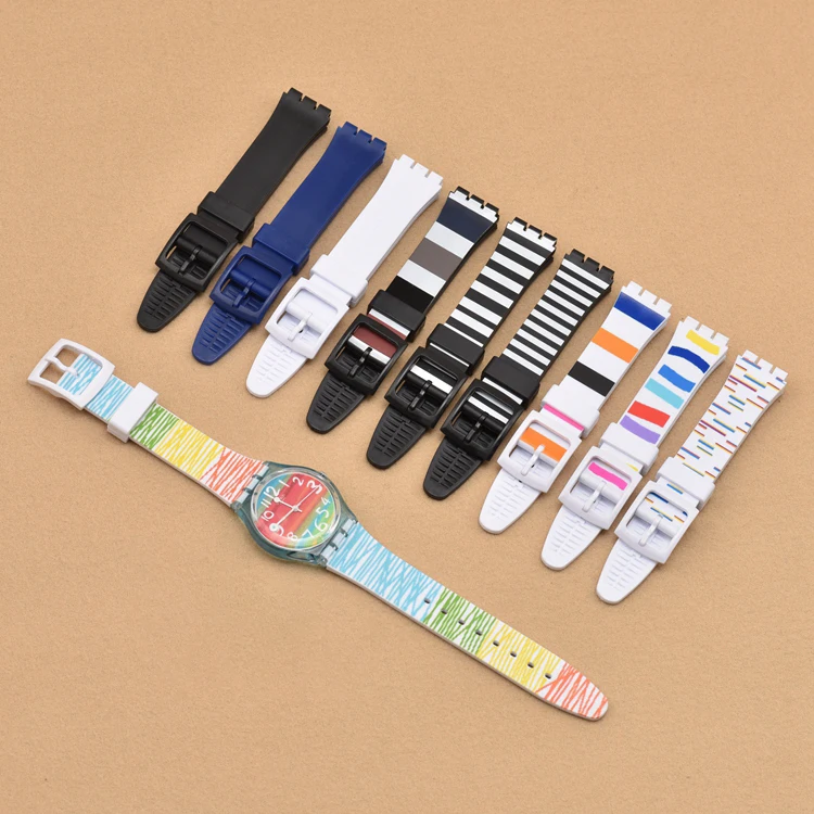 

Hot Seller 16mm 17mm 19mm Silicone Wrist Strap Watch Band For Swatch Bracelet New Watch Strap Smart Accessories