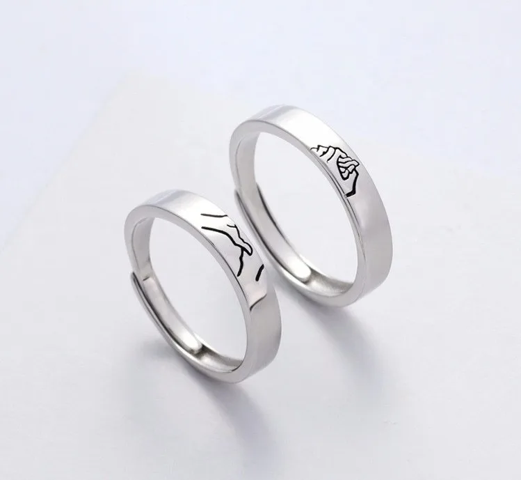 

2020 New Arrival Silver Hold Your Hand Lovers Open Couple Rings For Jewelry Gift