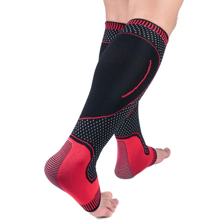 

Amazon Hot Sale High Elastic Compression Ankle Sleeve,Nylon Compression Knitting Low Leg Calf Ankle Protection Sleeves, Black+red+blue+pink