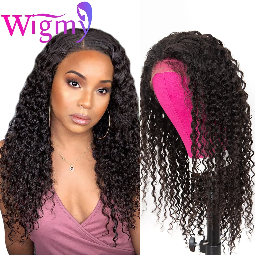 

13*4 long inch raw indian remy hair lace closure wig kinky curly lace frontal wigs pre plucked 200%