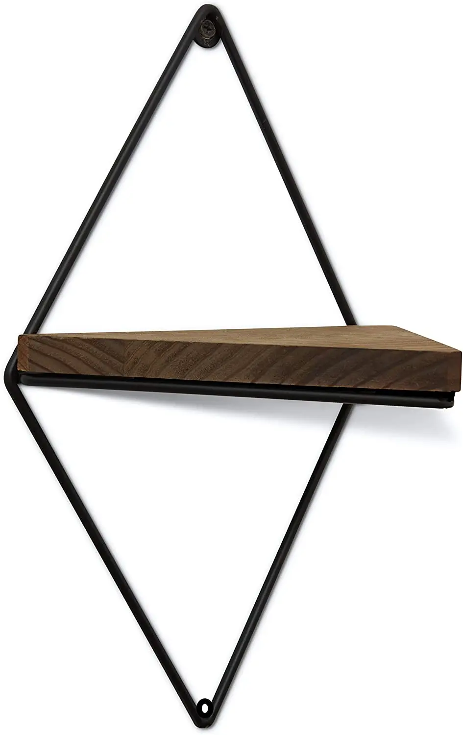 农舍墙壁安装浮动几何质朴的木质三角形货架