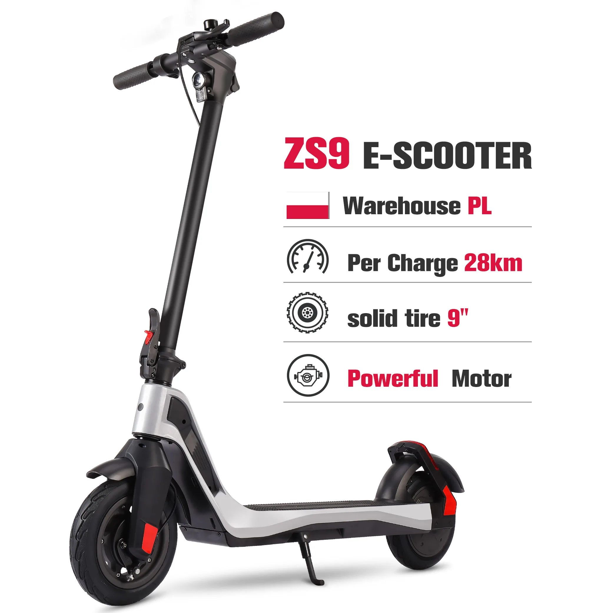 

NINGBO ZITEC ZS9 Electric Scooter Suitable All Age LED Headlamp Visibility 35M K-Mark Certified Foldable Waterproof IP54.