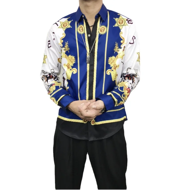 

Fashion European Style Printed Shirt For Men Spring Summer Pattern Shirt