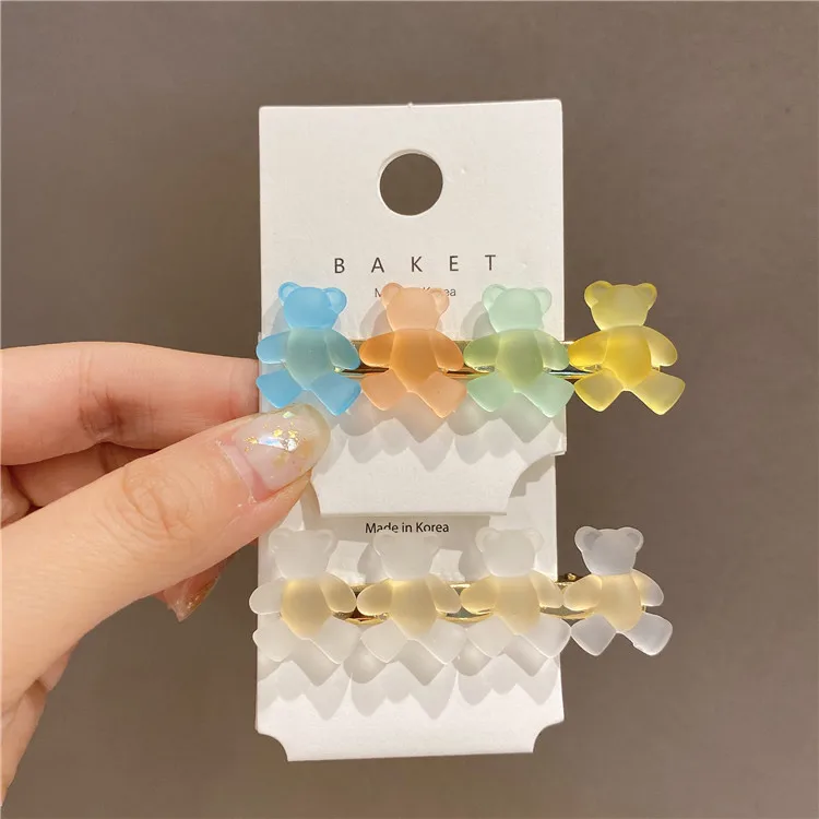 

OUYE Color bear Hairpin Circle Silicone BB Clip Side Clip Cute Baby Girl Duckbill Clip Hair Accessories Wholesale, Colorful